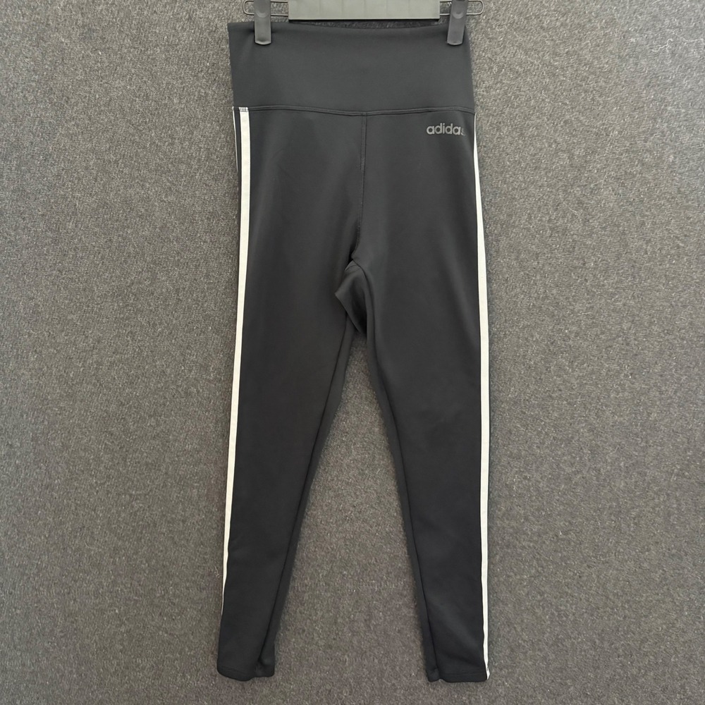 Adidas Climalite Leggings Womens Small Black 3 Stripe High Rise Tights yoga
